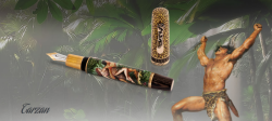 luxusn� ru�ne malovan� plniace pero, bronz Tarzan