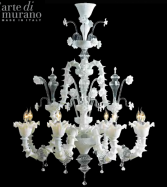luxusn luster z Murano skla priemer 110cm, vka 120cm biely krit 18 - pohlad 1 - www.glancshop.sk