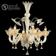 luxusn luster z Murano skla priemer 70cm, vka 72cm biela, zlat 31 - www.glancshop.sk