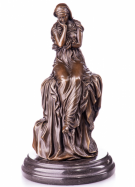 bronzov socha Sediaci ena v dlhch atch - pohlad 1 - www.glancshop.sk