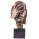 bronzov modern socha na podstavci Tvr s rukou 106 - pohlad 1 - www.glancshop.sk