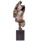bronzov modern socha na podstavci Tvr s rukou 106 - pohlad 2 - www.glancshop.sk