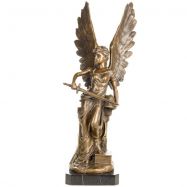 bronzov� socha Anjel s me�om na mramorovom podstavci 100