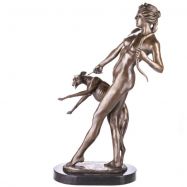 bronzov� Art Deco socha Diana na mramorovom podstavci 101